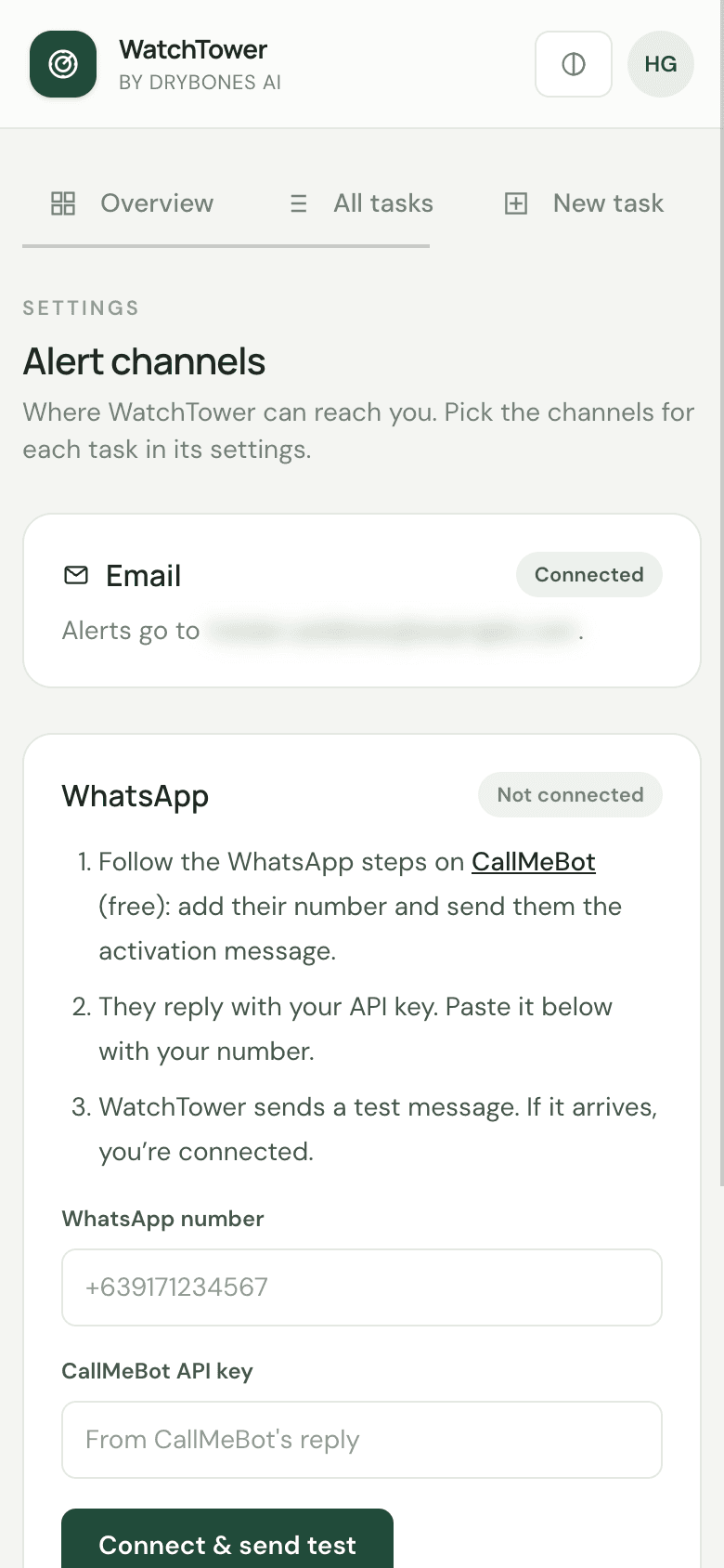 Settings: choose where alerts go
